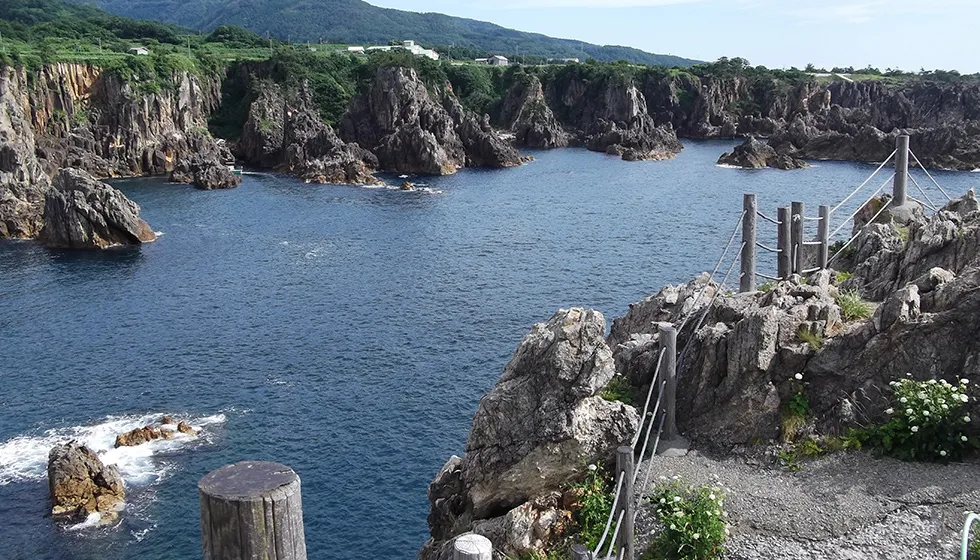 揚島遊園の展望台から尖閣湾を一望できます。